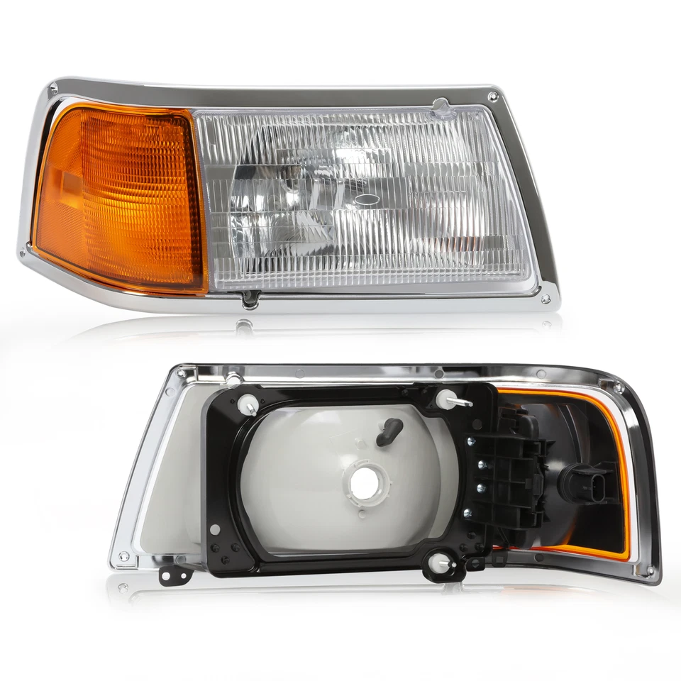 Par de faróis de halogênio com ajustadores + luz de canto e moldura para Peterbilt 375 385 - Imagem 2 de 4