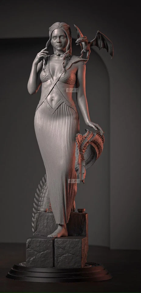 Daenerys Targaryen 3D Printed Figure - Mother of Dragons Collectible, Unpainted - Image 3 of 3