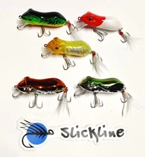 SLICKLINE 55mm Floating Topwater Frog Fishing Lure Swimbait Bass Pike 5 COLORS