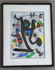 Rare Joan Miro COLOR LITHOGRAPH DANCING FIGURE Framed Limited Edition 1971
