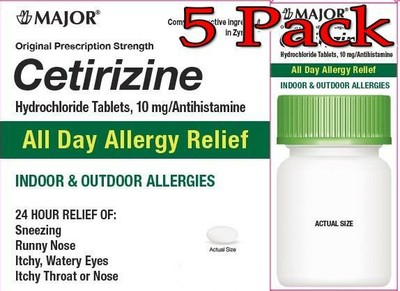 Major Cetirizine HCl Tablets, 10mg, 30ct, 5 Pack 