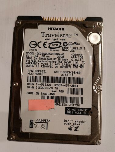 20GB HDD IDE 44 Pin HDD Notebook Hard Drive Medion Dell HP IBM Sony Hard Drive - Picture 1 of 2
