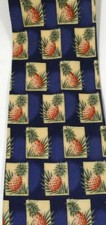 Tommy Bahama Blue Tie Pineapples Hand Made Silk