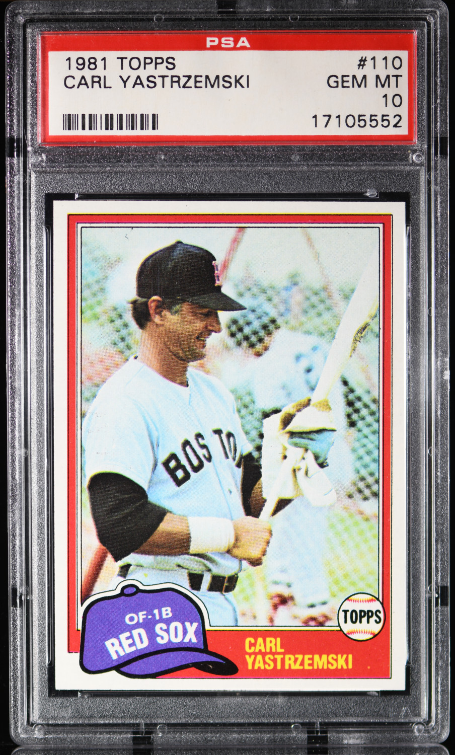 1981 Topps Carl Yastrzemski #110 PSA 10 Gem Mint HOF Boston Red Sox Rare TOP POP