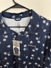 Men s Hurley Polyester Golf Polo Aloha Hawaiian Floral Shirt XL Nwt