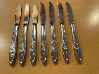 Oneida MY ROSE Community Stainless Dinner Knives Lot Of 7