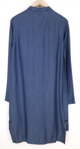 SWEATY BETTY Kvasir Luxe Women Dress S Shirt-Style Blue Denim Like Midi Melange - Picture 2 of 9