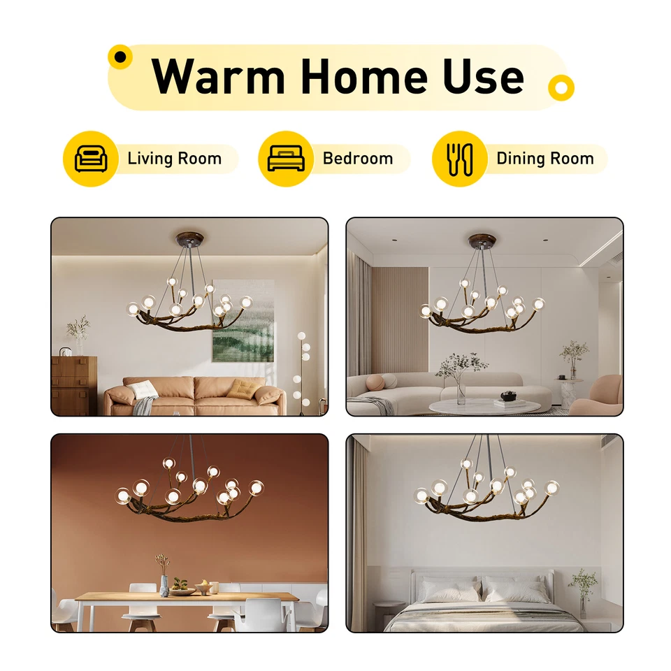 Modern Chandelier LED Pendant Lamp Tree Branch Hanging Ceiling Light Fixture - Image 4 of 4