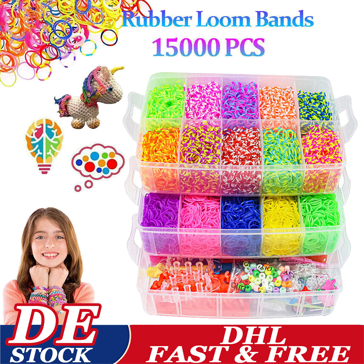 DIY Loom Bänder Gummibänder Starter Set Für Armbänder Loops Gummis Loom Bänder