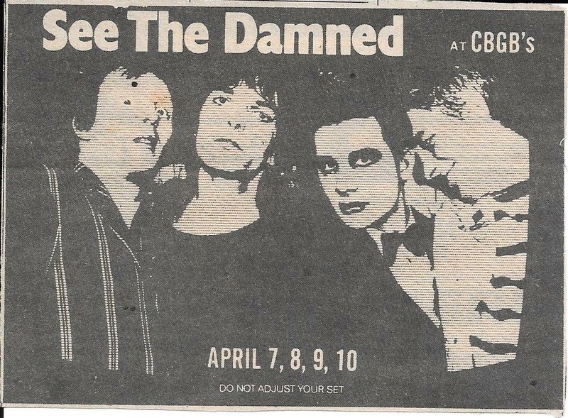 THE DAMNED CBGB Original Newspaper Ad Village Voice April 7, 8, 9, 10 1977 RARE