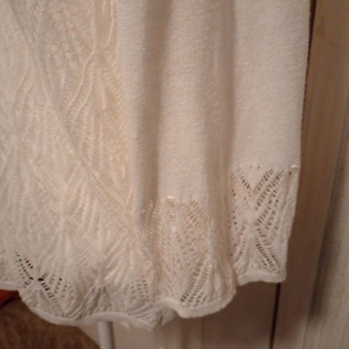Cupio Women's Waterfall Cardigan Size M White Open Front Lace Sweater Preppy EUC - Picture 4 of 13