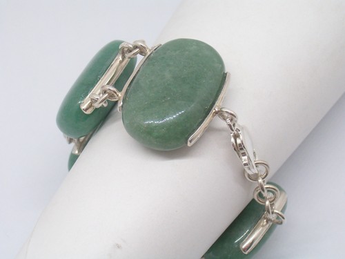 Bracciale in Argento 925 con AVVENTURINA naturale - Braccialetto PIETRE DURE - - Picture 3 of 8