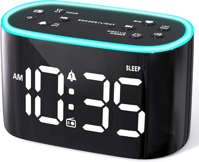 Digital Dual Alarm Clock for Bedroom Dimmer Adjustable USB Charger Easy to Set