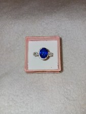 Size 8 Sterling Silver Ring Tanzanian Blue Spinel DF  Zircons 3.40 TCW 698 