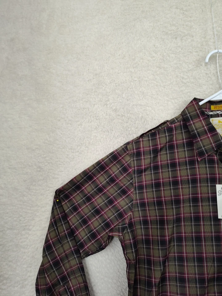 Sovereign Code Men Shirt Large Burgundy Plaid Cotton Blend Casual Button Down - Image 2 of 4
