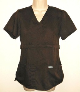 Grey-039-s-Anatomy-Scrub-Top-XS-Brown-Nurse-Medical-Womens-Short-Sleeve-Greys
