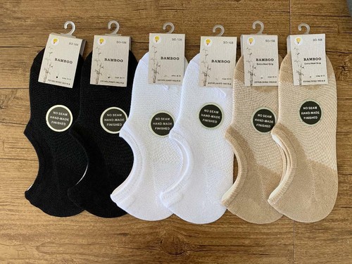 Bamboo Socks Low Cut No Show Sport Sock Men s7-14 Black White Beige - Foto 10 di 15