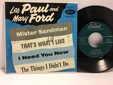 Les Paul and Mary Ford - Mr Sandman EP 45 RPM - Tested VG+ Vinyl + Sleeve - F4