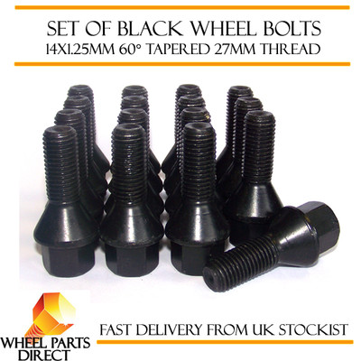Alufelgen Radschrauben schwarz (16) 14x1,25 Muttern für Mini JCW Coupe [R58] 12-15