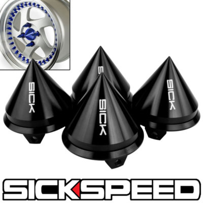 4 PC SPIKED CENTER WHEEL CAPS FOR TIRES/WHEELS RIMS BLACK SPIKE CAP P13