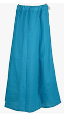 Women Cotton Petticoat Skirt Underskirt Midi Basic A-line Sari Skirt Turquoise