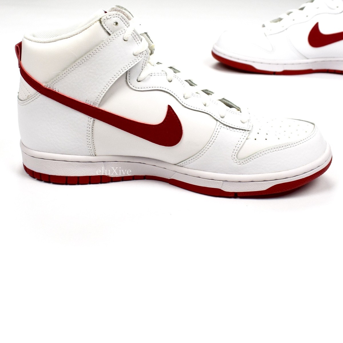 Nike Dunk Hi High White Red Leather Sneakers 2017 Mens 10.5 
