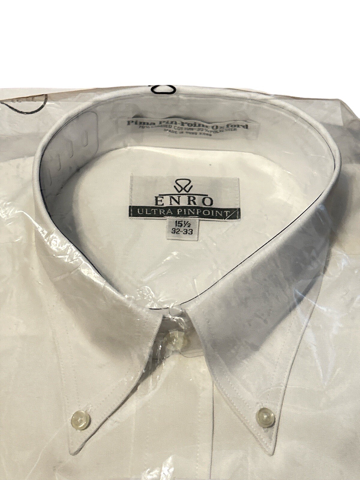 ENRO Ultra Pinpoint Men's 15 1/2 3233 Long Sleeve White Dress Shirt