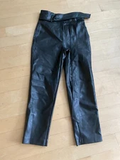 Wilfred Women belted black vegan leather straight leg pants sz 2 high waist