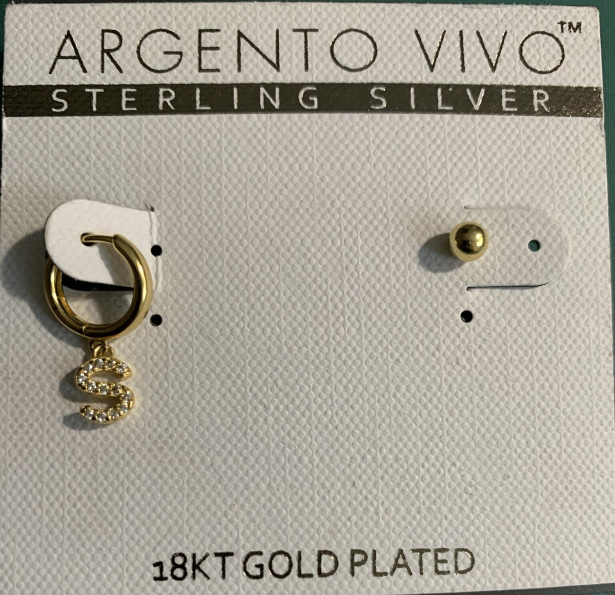 Gold Plated Argento Vivo Earrings ARGENTO VIVO BLOCK INITIAL HOOP