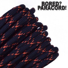 Black with Orange X - 550 Paracord Rope 7 strand Parachute Cord 10 25 50 100 ft
