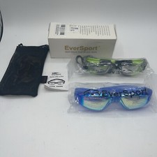 EverSport Swim Goggles Anti-Fog UV Protection Shatter-Proof 2 Pack Blue  Green