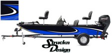Blue Black Decal Swirl Design Wrap Abstract Bass Fishing Boat Vinyl US Graphic  