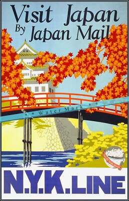 Visit Japan By NYK Ship Line 1930 Vintage Poster Print Retro Style Wall Art