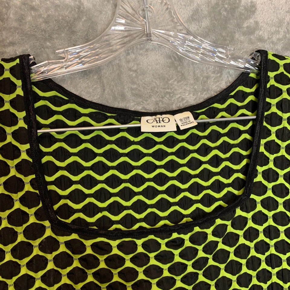 Vtg Cato Women 80s 90s Wacky Popcorn Neon Polka Dot Stretchy Knit Top 18 Plus - Image 4 of 4