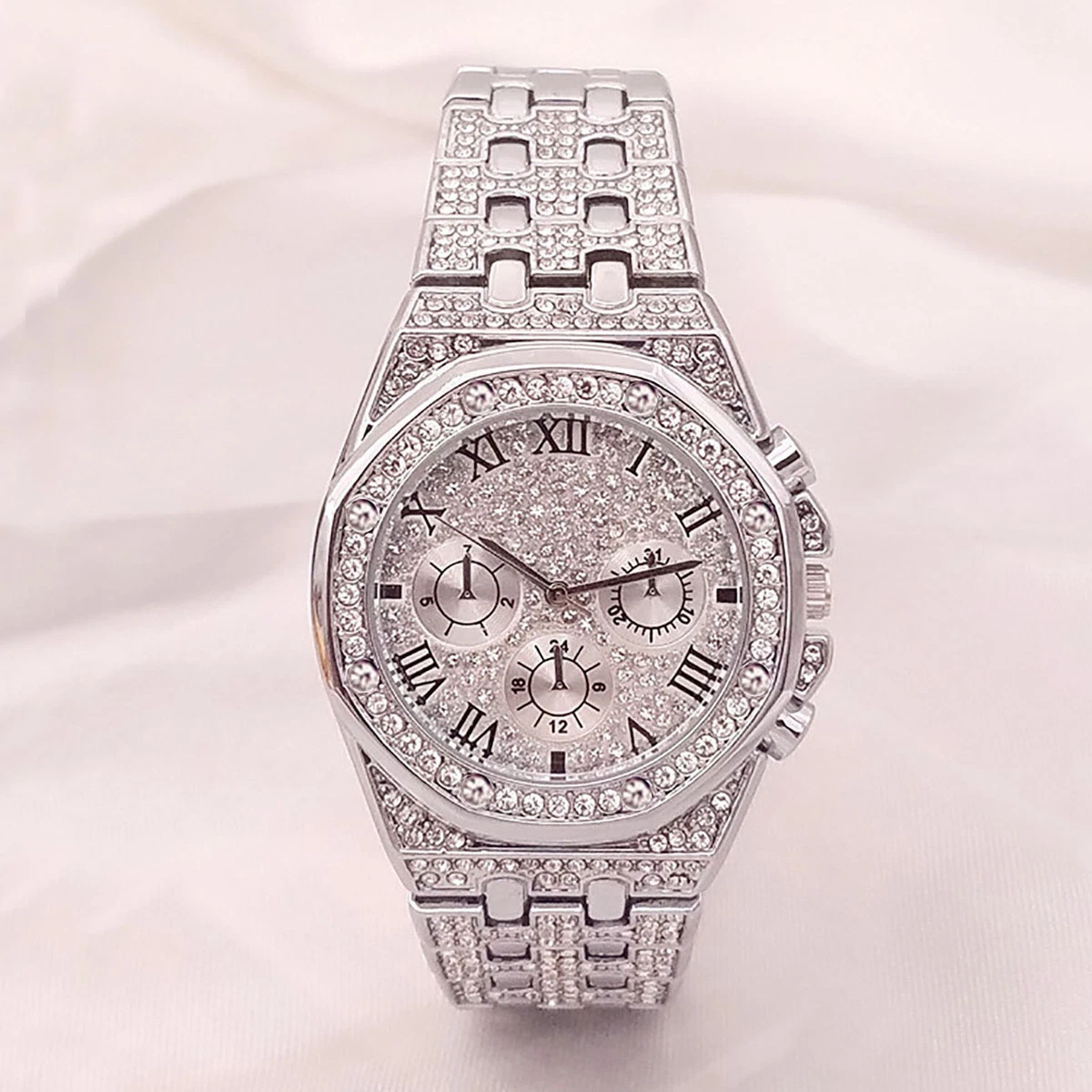 Unisex Luxury Diamond Watch Quartz Watches Stainless Steel Strap