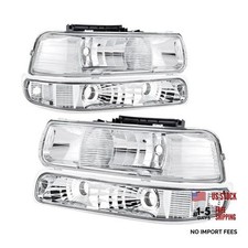 Headlights Assembly Compatible with 99-02 Chevy Silverado Chrome Housing Clear