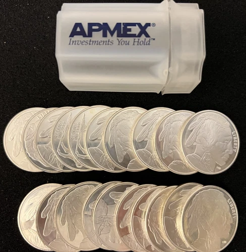 TUBE OF 20 - 1 OZ SILVER ROUND BUFFALO .999 Fine Silver B2