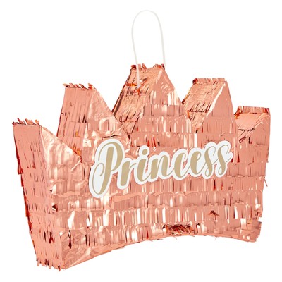 Small Princess Crown Pinata for Girls Birthday Party, Rose Gold, 14.8x3x10.3