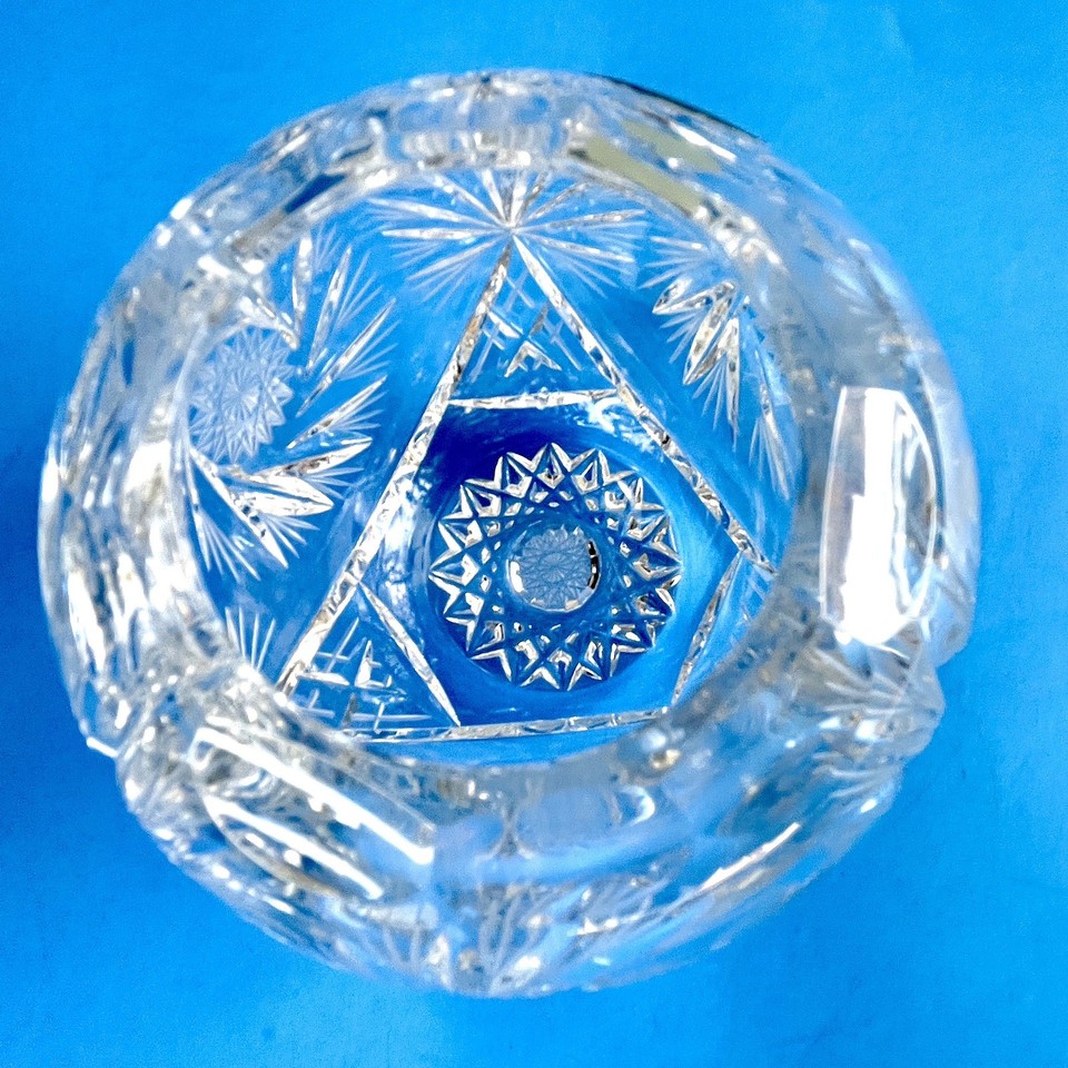 Vintage German Lead Crystal Rose Bowl Pinwheel Hand Cut Candleholder 3 ...