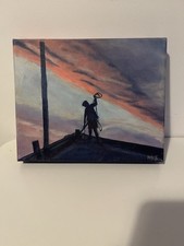 Gemälde Leinwand Öl Segler Sailor Meer Ozean Ölbild aus Paris 27 X 22cm