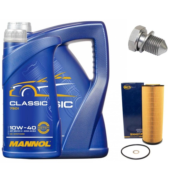 MotoröL Filter Set 10W-40 API SN/CH-4 6 Liter + Schraube FüR Skoda Superb I 2.5-image