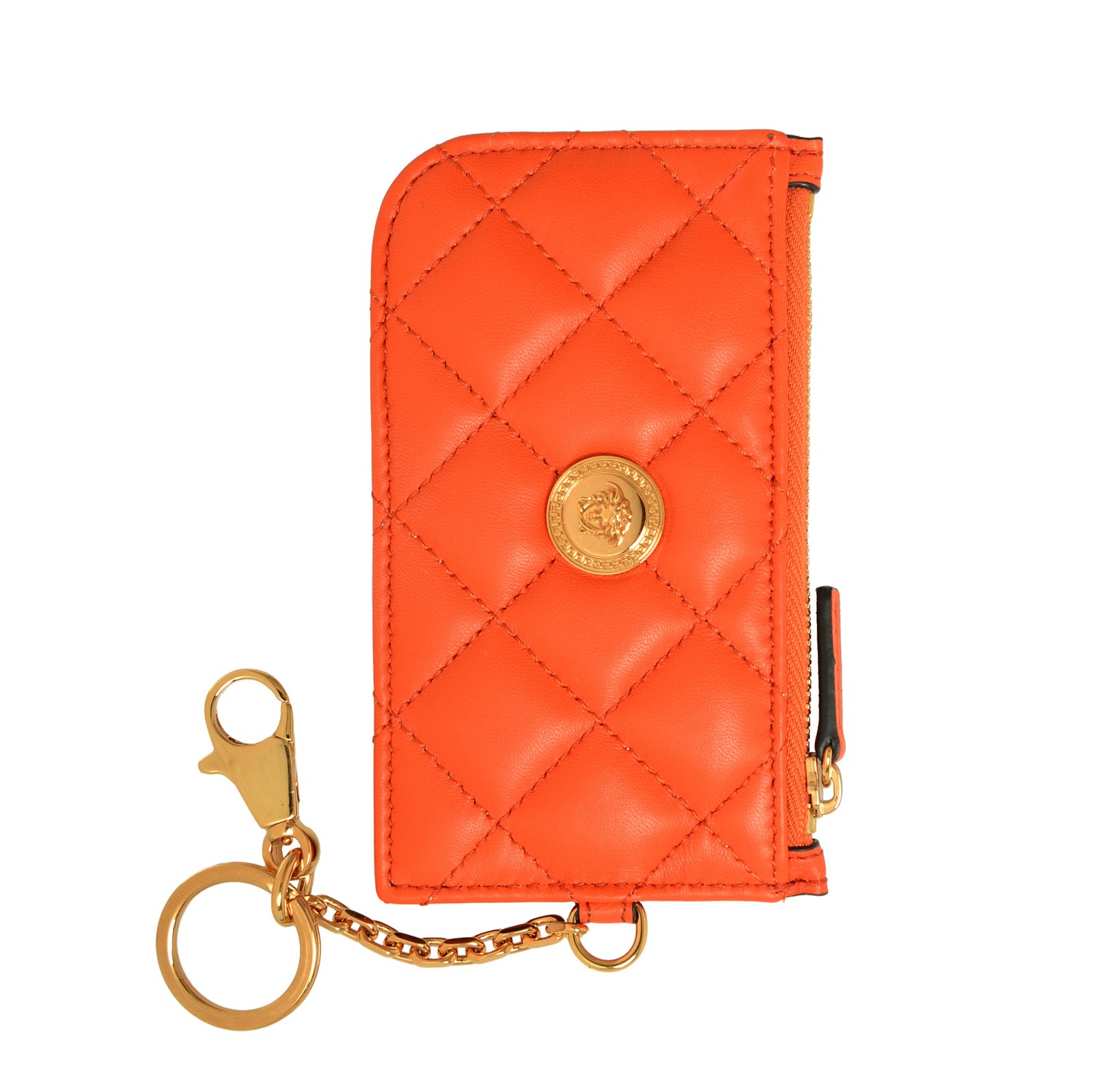 Женский оранжевый стеганый брелок для ключей из 100 кожи Versace Womens 42990₽