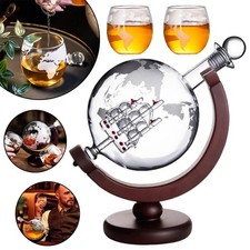 Globus Dekanter Geschenkset Whiskey-Karaffe Gläser-Set geätztes Weltkugel-Design