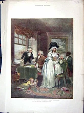 Original Old Antique Print 1899 Family Home Fruit Industry Economy Colour 19th