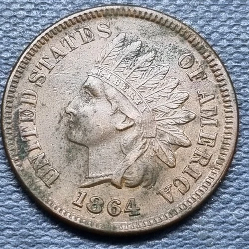 1864 Indian Head Cent 1c WITH L High Grade AU Details #95884