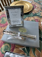 It  s A Boy - Stephan Baby Silver Tone Frame and Birth Certificate Tube Set