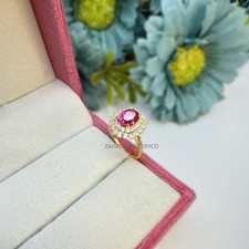 Pink Sapphire Ring, 925 Sterling Silver, Engagement Ring, Lab Created Sapphire