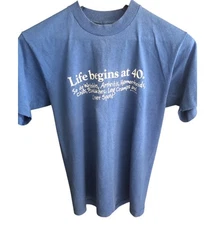 Vintage Screen Stars Single Stitched Life Begins at 40 T Shirt Mens L 1980s USA