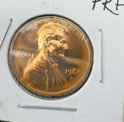 1969 S Proof Lincoln Memorial Cent Rainbow Toning/rotated Rev Die Error J-206