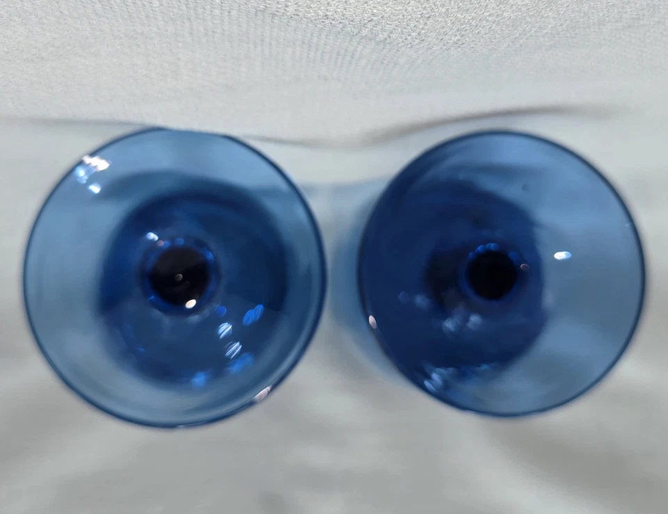 2 винтажных бокала для вина Gorham Accent MCM 12 унций темно-синие кубки 6,5 дюйма - Изображение 4 из 4